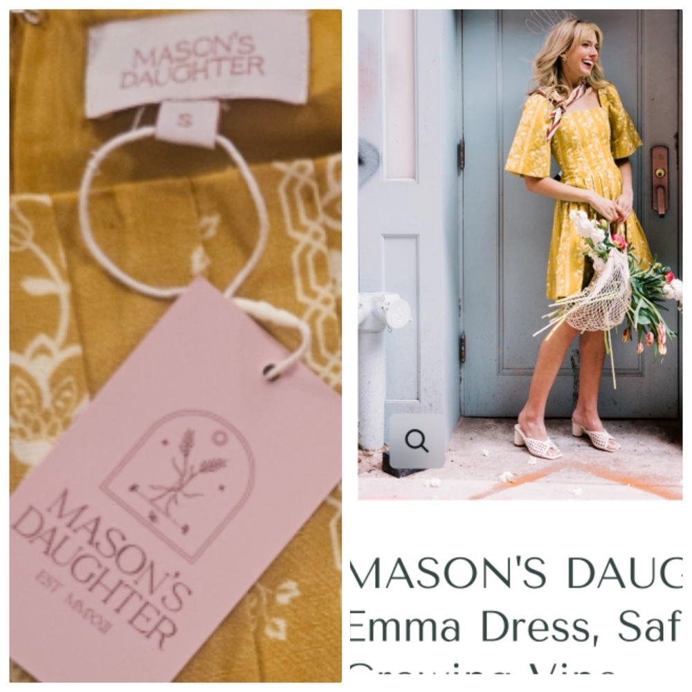 Nwt Mason's Daughter Emma saffron marigold Yellow Floral Nap Dress s